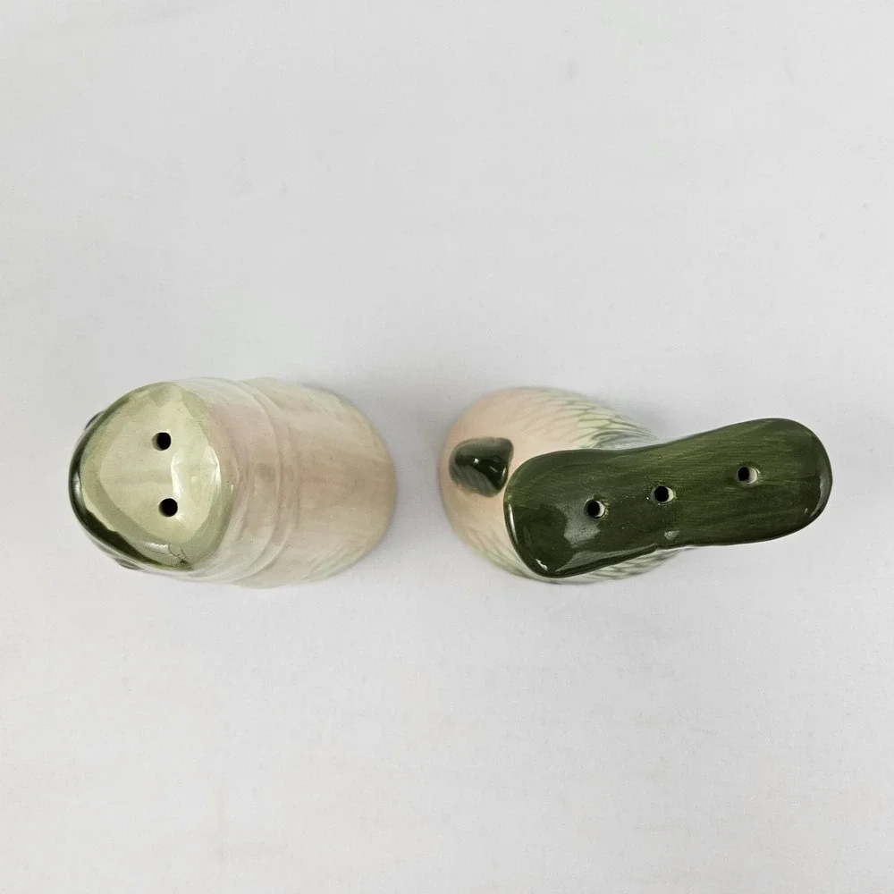 Vintage Bass Fish Head & Tail Salt & Pepper Shakers Ceramic Kitchen Tools